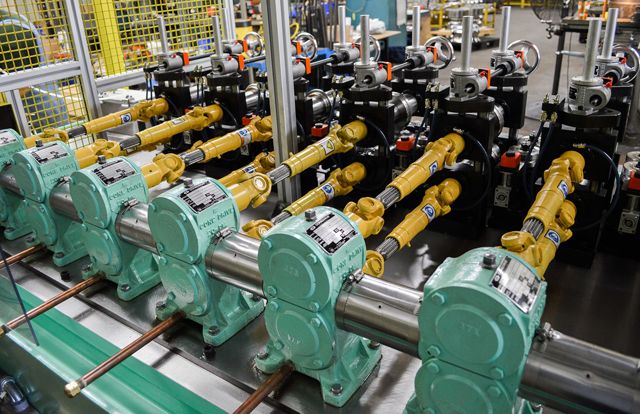 Driven stands and drive shafts on an Addison TIG tube mill