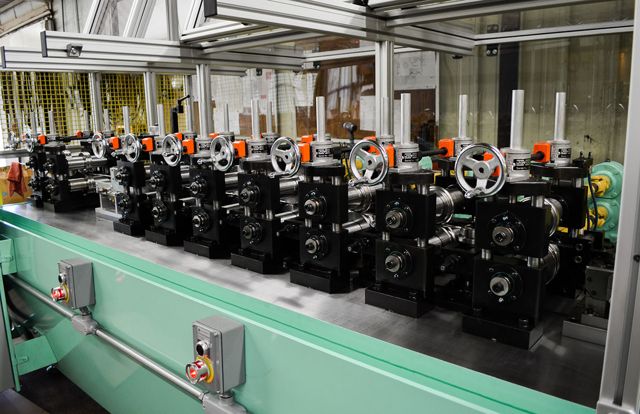 The forming section of an Addison TIG tube mill